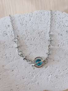 1 pieza Brazalete con planeta azul galaxia, adecuado para uso diario por mujeres - Vía Láctea Planeta Azul - Ver 5