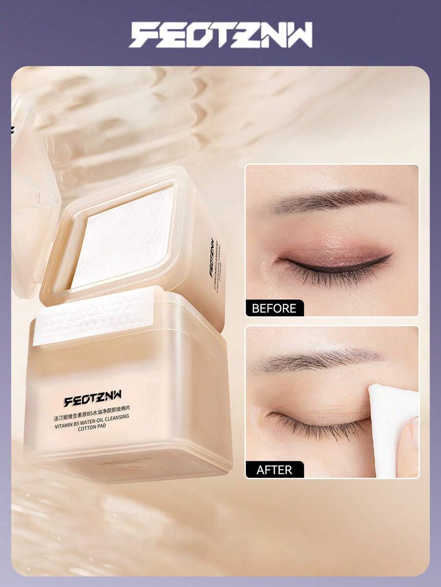 FEOTZNW 100片装一次性卸妆湿巾 - 三合一温和深层清洁眼部、唇部和面部，方便旅行携带，不刺激皮肤 - 無色 - 查看 1