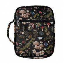 Mushroom Snail Ferns Dark Print Bible Covers For Women Lightweight Bible Case With Handle And Zippered Book Protective Carrying Carrier Portable Chu 1rch Tote Bags - ForestMushroomSnailFernsDesign - Xem 1