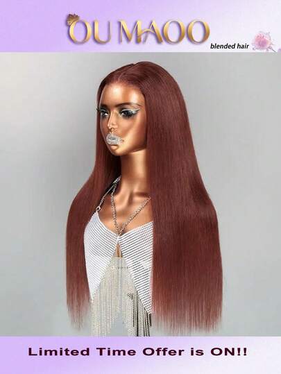 34 Inch 13x6 Lace Front Wigs Human Blended Hair 200 Density Straight HD Lace Front Wigs Human Blended Hair Pre Plucked 13x4 Lace Frontal Straight Human Blended Hair Wigs For Women Glueless Wigs Human Blended Hair Natural Color