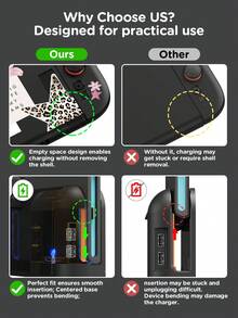 Ayotu 豹纹、星星、唇印和标语主题保护壳，适用于Switch，兼容新款Switch2(2025)/Switch NS/Switch OLED，无需取下保护壳即可安装到底座上，通用游戏手柄保护套，Switch游戏配件，防摔、防刮，秋冬浪漫/返校季礼物/圣诞礼物/情人节礼物 - 彩色 - 查看 4