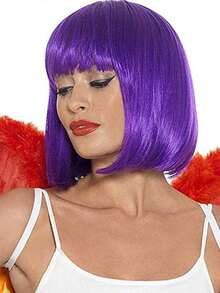 1pc Fashion Women's Bobbed Wig With Bangs, Colorful Anime Cosplay Wig For Party, Available In Pink, Green, Black, Gold, Red, Brown, Blue, White, Purple, Orange, Yellow, Rainbow And Other Vibrant Colors, Suitable For Holidays, Anime Conventions, Celebrations, Daily Wear, Also Makes A Great Birthday Gift. Retro 80s Punk Rock Style Wig Also Available. - Nhiều màu - Xem 4