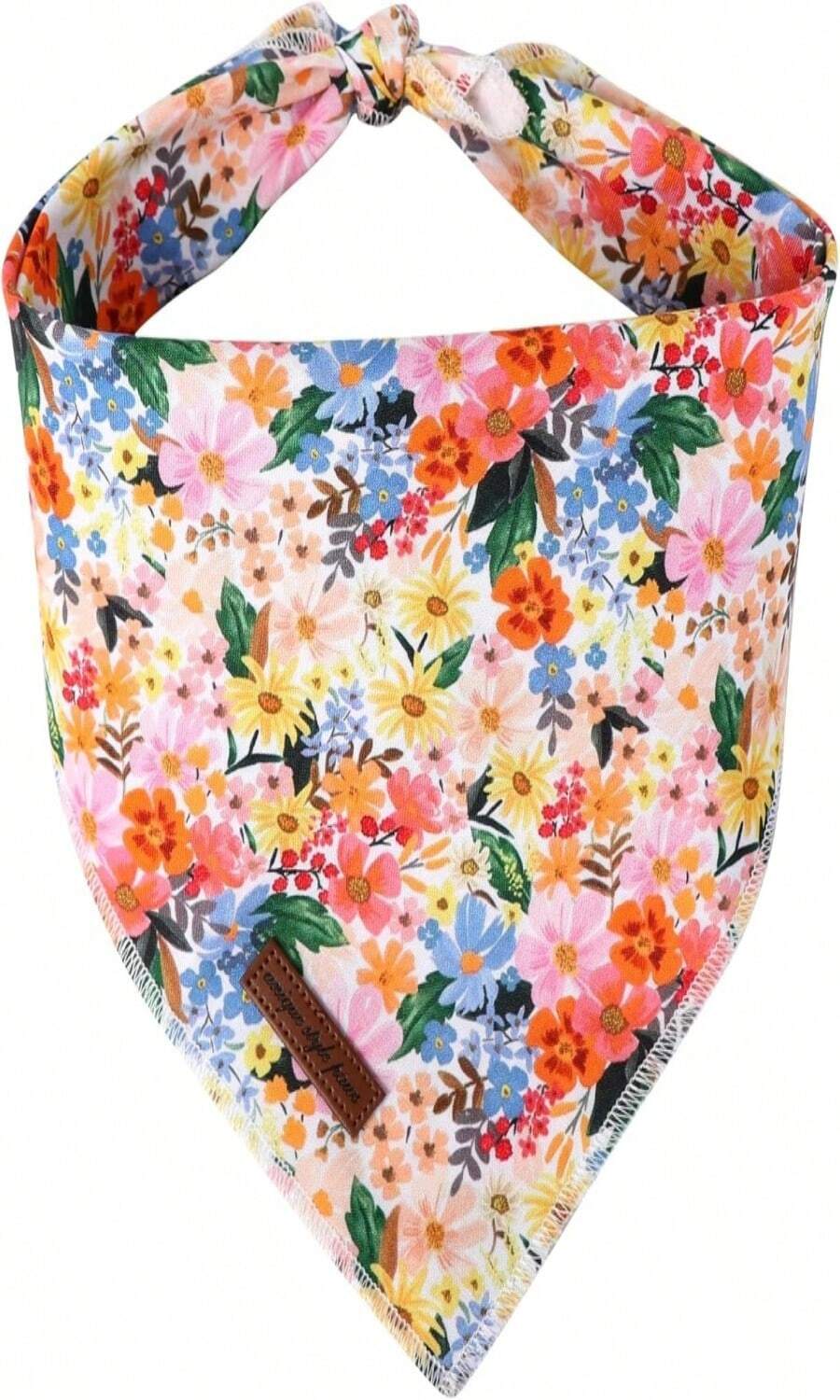 Unique Style Paws Dog Bandanas 1PC Washable Cotton Triangle Dog Scarfs Spring Summer With Colorful Flower For Small Medium Large Dogs And Cats - MàuJ - Xem 1