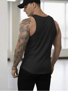 Men's Unisex Loose Fit Plain Tank Top No Print Lightweight Breathable Cool Basic Gym Sports - màu đen - Xem 4