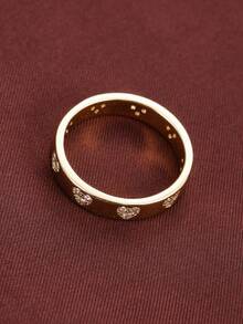 1枚简约心形立方氧化锆镶嵌时尚戒指，情人节情侣礼物 - 彩色 - 查看 11