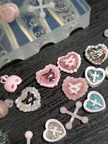 1个心形蝴蝶结背包可爱单肩包透明硅胶美甲模具DIY配件 - 無色 - 查看 5