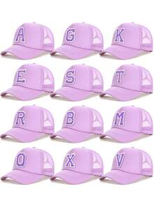 1pc Kids 26 Letter Decor Truck Driver Hat, Mesh Breathable Stylish Girls Baseball Cap, Suitable For Daily Outdoor Sun Protection, Great Gift For Back To School, Birthday, Holidays - Mauve Purple - View 3