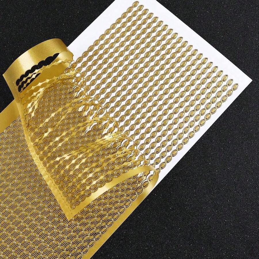 1pc Gold & Silver Foil Sticker With Chain Design For Scrapbook, Diy Journal, Album Decoration, Gift Box Decoration Back To School - A - View 1