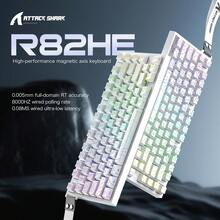 ATTACK SHARK R82HE USB有线机械游戏键盘，RGB背光可自定义，磁吸轴，全键热插拔，75%紧凑型设计，80键，支持RT/Snap Tap/DKS/MT/TGL等多种按键模式，适用于电竞和办公用途。 - 彩色 - 查看 4
