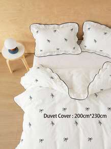 Joivida 3 件套：荷叶边水洗纤维羽绒被套和枕套、蝴蝶刺绣床上用品（不含填充物） - 白色 - 查看 15