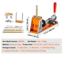 30 Pcs Pocket Hole Jig Kit, Adjustable & Easy To Use Pocket Hole Jig System With Step Drills, Drill Stop Rings, Wrenches, And Square Drive Bits, Dual Scale Marks For DIY Carpentry Projects - Orange - View 7