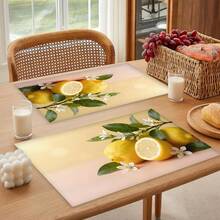 1pc/4pcs/6pcs Lemon Pattern Printed Linen Placemats, Suitable For Dining Table, All Season Decor, Modern Washable Table Mats, Room Decor, Coasters, Kitchen Dining Mats, Indoor Outdoor Party Decoration, Home Decor, Ideal Gift - Multicolor - View 3