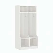 Clóset de 2 Secciones con 4 Cubos, Organizador de Almacenamiento con 4 Ganchos para el hogar, Escuela, guardería, jardín de Infantes - Blanco - Ver 6