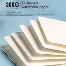 50Pcs 300g Blank Single Side Watercolor Paper Cards Portable Postcard Square Round For Painting School Student Art Supplies - Single-sided - View 2