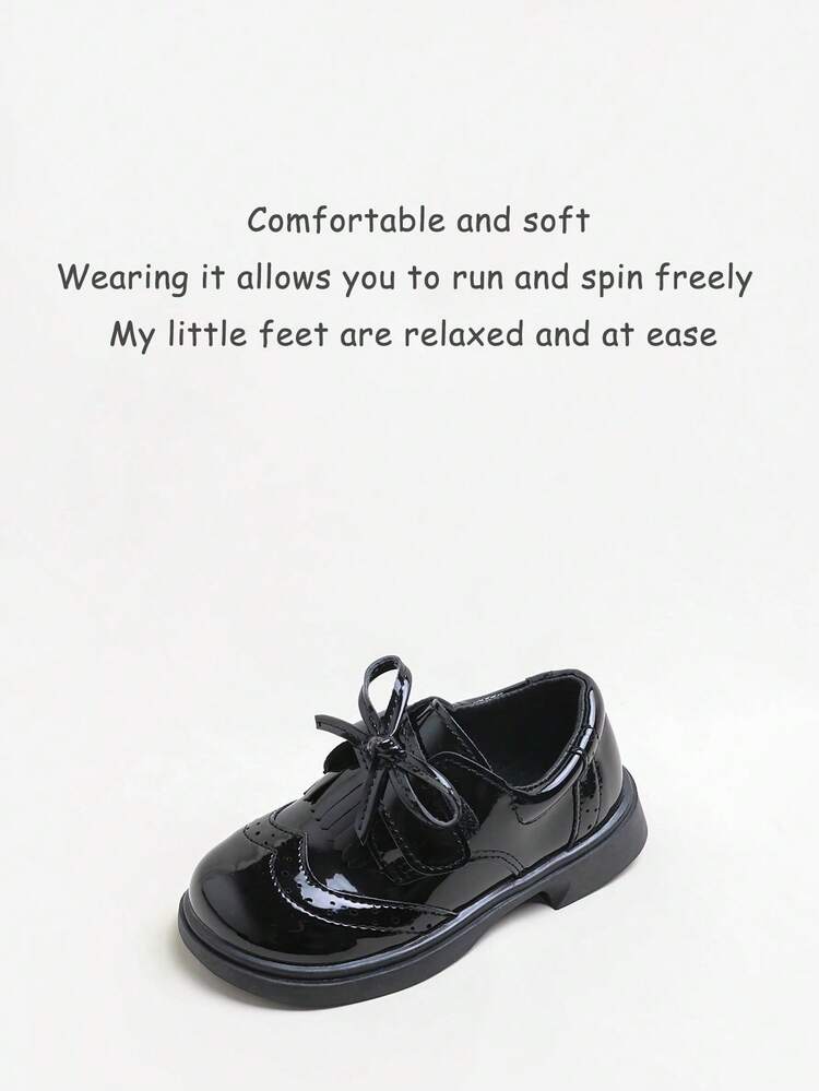 1双女童优雅英伦风流苏皮鞋，适合上学、通勤、四季穿着 - 黑色 - 查看 7