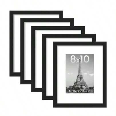 5pcs/3pcs 8x10 Photo Frame With White Mat - Displays 5x7 Photos Or 8x10 Photos Without Mat, Suitable For Wall And Desk Decor In Home And Office