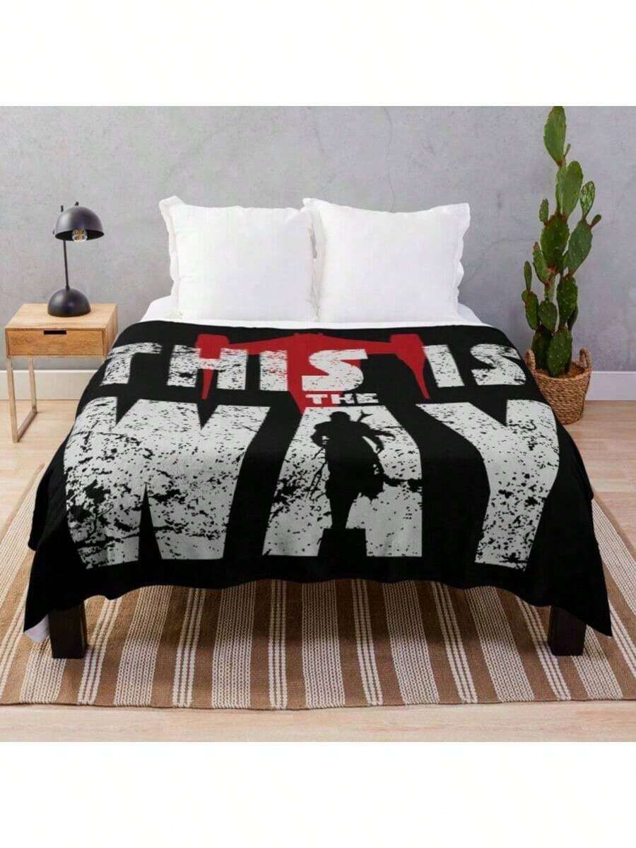 This Is The Way Mando And Jet Fighter Retro Grey Throw Blanket - Ultra Soft Flannel Blanket For Couch, Bed And Sci-Fi Decor, Vintage  Aviation Design, Cozy Lightweight Gift For Mandalorian Fans And Pilots - 主圖顏色 - 查看 1