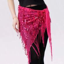 1pc Women's Triangle Belly Dance Outfit Hip Scarf With Sequin Skirt Style Tassels, Dance Costume Waist Wrap In Saree Sari Style For Rave Carnival Performance. Suitable For Festivals, Parties, Nightclubs, Beach Wear, Exotic Clothing Decoration, Bohemian, Retro Style. - Multicolor - View 23