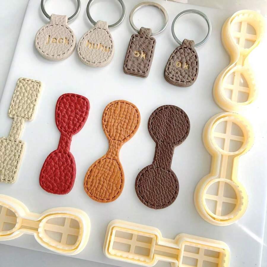 皮革纹理钥匙扣切割器/聚合物粘土切割器/耳环制作粘土工具钥匙扣缝纫钥匙扣切割器 - 黃色 - 查看 1