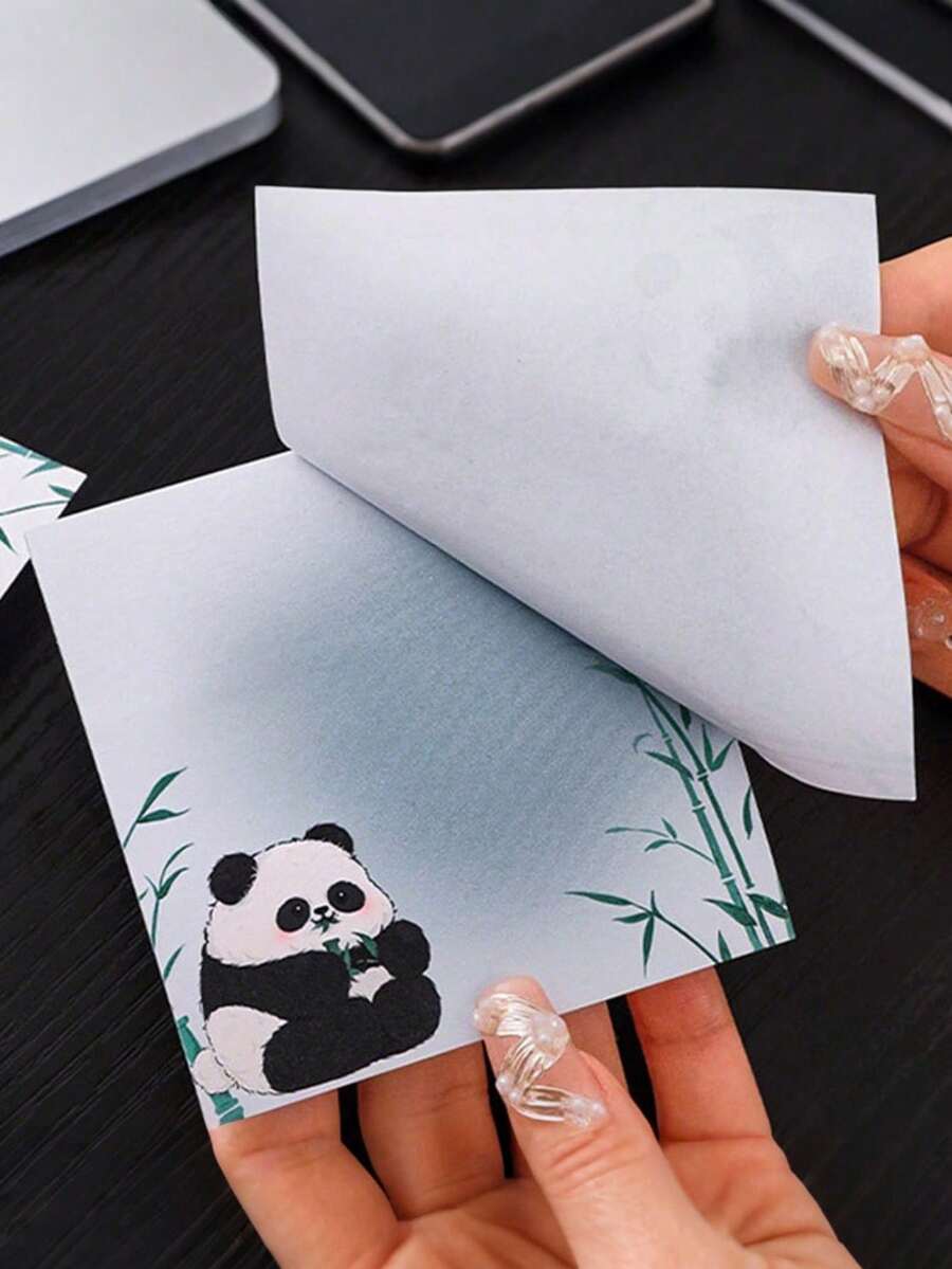 4包可爱卡通熊猫便签纸 - 桌面备忘录，高价值办公留言便签 - 1 Set - 查看 1
