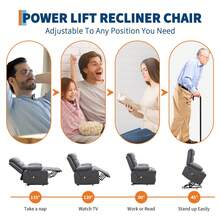 Sillón reclinable eléctrico para personas mayores con masaje y calor, sillón reclinable eléctrico extragrande, asiento de cine en casa con dos portavasos laterales, sillón reclinable eléctrico individual para sala de estar. - Gris - Ver 7