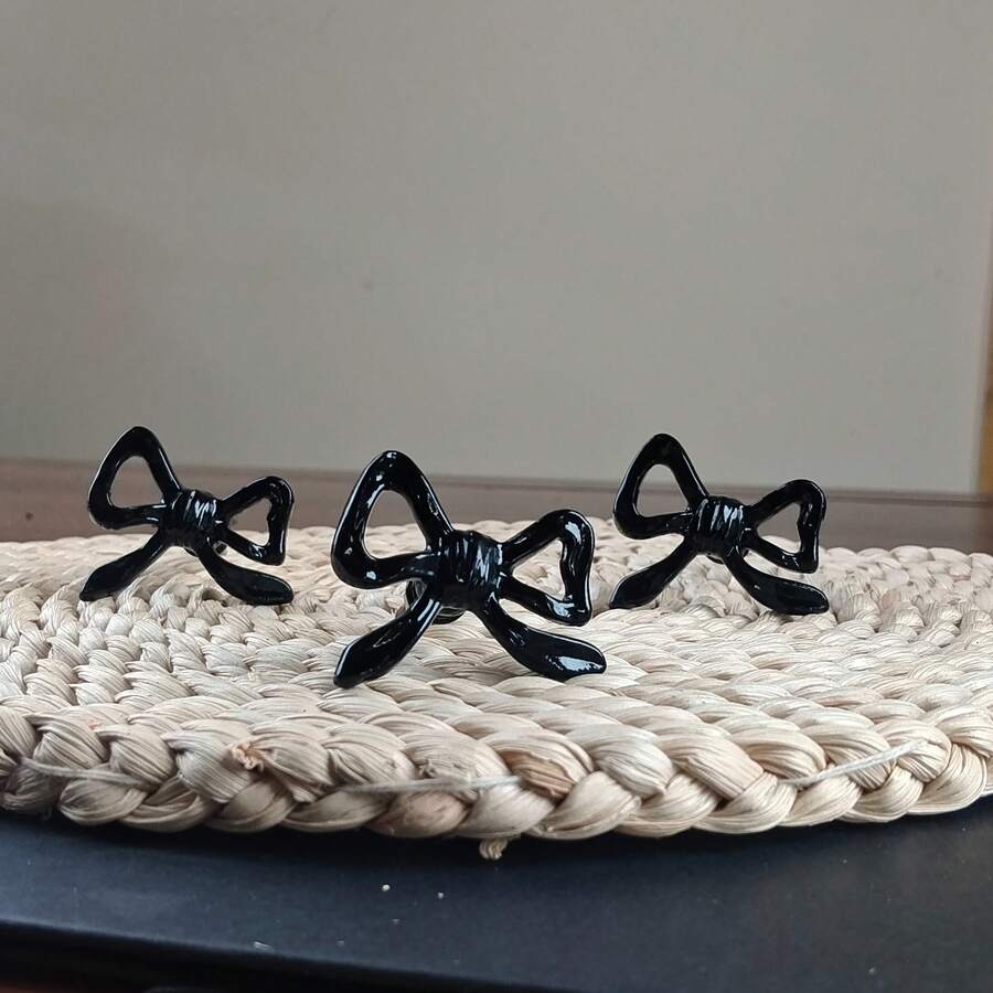 Dark Sweet Girl Exclusive! Black Glossy Bow Pull Handle, Drawer/Jewelry Box Remodeling Atmosphere Handle - A - View 1