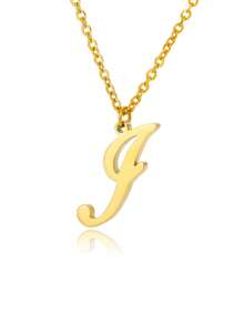 1件装A-Z字母吊坠项链，女士款，18K镀金不锈钢字母链吊坠项链，时尚生日珠宝礼物 - 金黃色 - 查看 27