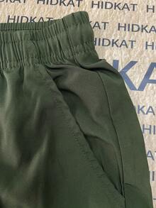 Women's Solid-Color Cargo Joggers - Lightweight, Breathable, Drawstring Waist With Large Pockets - 軍綠色 - 查看 5