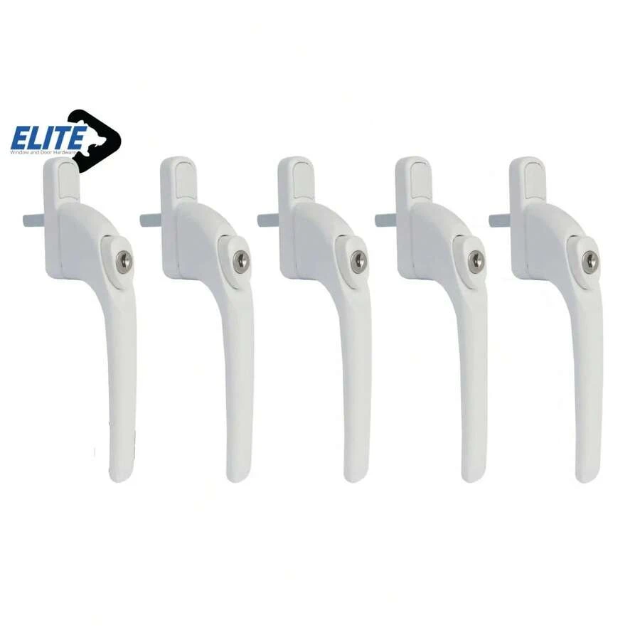 100 X Elite UPVC Universal Espag White Window Handles Key Locking - 40mm Spindle - C - View 1