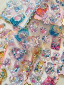 3D Water-Injection Foil Stickers, Dinosaur Cartoon 3D Water-Injection Raised Decorative Stickers For Scrapbooking, Shaker DIY - Multicolor - View 2
