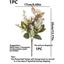 1/3/60pcs Artificial Chrysanthemum & Eucalyptus Leaf Bouquet, Suitable For Spring/Autumn Home Decor, Restaurant, Bathroom, Kitchen, Bedroom, Wedding Vase, Mother's Day, Birthday Party Accessory, Outdoor Garden Decoration - White - View 3