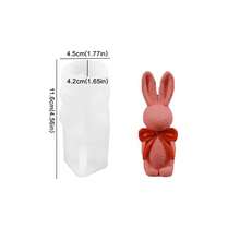 3D Minimalist Rabbit Candle Silicone Mold, Easter DIY Bow Textured Rabbit Figurine - White - View 2