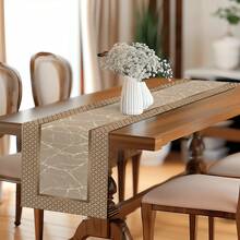 1/10pcs Marble Pattern Decorative Table Runner Set, Holiday Table Decor Fabric Table Runner, Home Decor, Gift, Table Runner & Placemat Set Suitable For Indoor And Outdoor Celebrations, Seasonal Party Accessories, Kitchen Dining Table Decor, Party Table Decoration, Home Room Table Runner, Restaurant Table Cloth - Multicolor - View 1