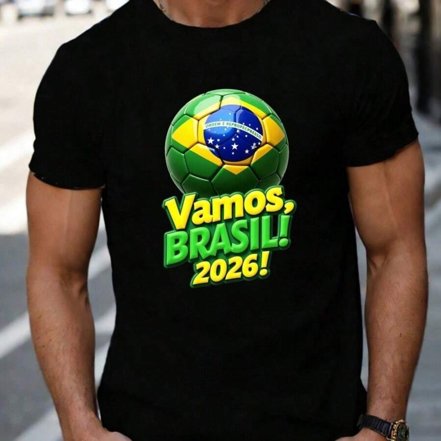Brazil World Cup T-Shirt And Hoodie - Brasil Soccer Lovers - Inspired - 黑色 - 查看 1
