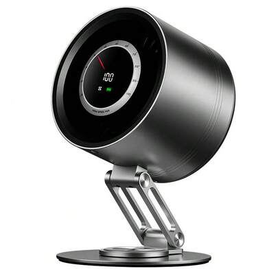 REMAX RS-ZF13 디지털 디스플레이 터빈 회전식 금속 선풍기, 이중 공기 흐름, 100단계 풍속 조절, 4000mAh 리튬 배터리, Type-C 고속 충전, 알루미늄 합금 소재