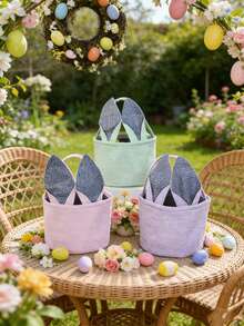 Giỏ đựng đồ sọc tai thỏ hoạt hình, giỏ dã ngoại, giỏ quà tặng Ngày của Mẹ, giỏ đựng quần áo, giỏ thỏ Phục Sinh, giỏ vải, giỏ trang trí nhà cửa, xô đựng trứng Phục Sinh hình thỏ dễ thương, thích hợp để đựng đồ ăn nhẹ, đồ chơi và mỹ phẩm, lý tưởng cho phòng ngủ, bàn làm việc và xe hơi, chủ đề Phục Sinh, trang trí tiệc, mùa hè. - Nhiều màu - Xem 4