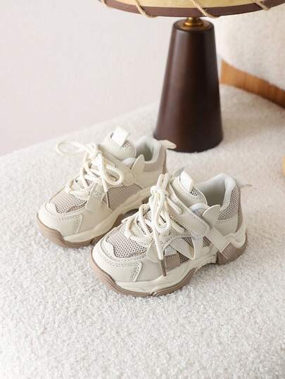 1 Pair New Mesh Breathable Children Casual Chunky Sneakers, Soft Sole Running Shoes For Boys