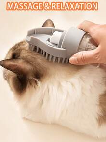 1pc Pet Bathing Brush, Cat Dog Cleaning Massage Brush, One-Button Foaming Bath Brush, 3-In-1 Pet Grooming Tool, Convenient Dog Shampoo Massage Device, Bathing/Massage/Dematting Tool, Small Dog Cleaning Comb. Super Soft Silicone Bristles With Built-In Shampoo Dispenser. Mango-Shaped Bristles, Including Plastic Spray Bottle With Ergonomic Handle, Suitable For Cat Dog Dematting Shower Grooming Bath - Multicolor - View 4