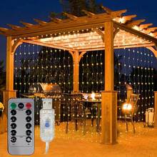 1pc USB Powered Curtain Lights, 8 Lighting Modes LED String Lights Suitable For Wedding Birthday Party House Window Camping Gazebo Decor Holiday Fairy Lights (Remote Control Batteries Not Included) - USB Plug - View 12