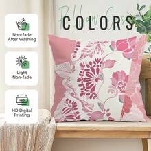 4pcs Floral Pattern Cushion Cover Set - Peach Velvet Decorative Pillow Covers Suitable For Living Room Sofa Bedroom, Without Pillow Insert - Multicolor - View 5