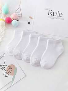 5 đôi tất ngắn bằng lưới thoáng khí, màu trơn cho bé sơ sinh/trẻ nhỏ, mềm mại và thoải mái, kiểu dáng ngẫu nhiên. - Nhiều màu - Xem 6
