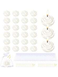 MAOMAOGUAI 24 pièces/9 pièces Coffret cadeau de bougies parfumées à la rose, comprenant un sac en organza et une carte de remerciement. Bougies parfumées en forme de rose romantique, convient pour le mariage, la fête, la demande en mariage, la décoration d'intérieur - 24 pièces - Voir 3