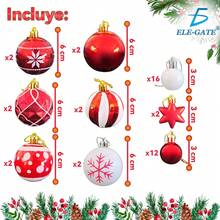 Set de bolas  Esferas Navideñas de Plástico Tipo Espejo descoraciones de arbol hazlo - Blanco_Rojo-Blanco - Ver 4