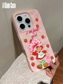 Wave Texture Strawberry Girl Phone Case, Glossy Pink TPU Cover With "I'm Just A Girl" Slogan Cute Pink Phone Case, Compatible With IPhone16 Pro Max, 16e 1514 Plus, 13, MD Pink Red Spider Web With Black Spiders, 11, 17Pro Max,Waterproof, Shockproof, And Scratchproof Perfect Gift For New Year/Valentine's Day, Family/Friends/Lovers Valentine's Day Valentines Gifts - 粉色 - 查看 3