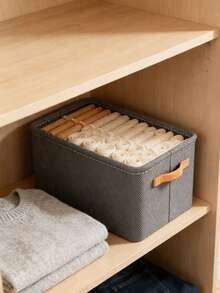 可折叠布艺收纳篮，带提手，衣物整理篮，加厚钢架储物箱，可收纳衣物、毛巾、尿布、袜子、DVD、照片等。卡其色和灰色可选，小号/中号/大号。 - 灰色 - 查看 6