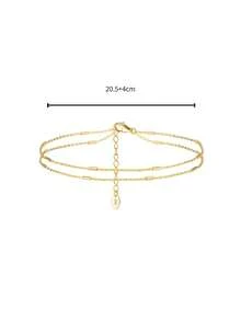 1 pieza Tobillera de doble capa de plata de ley S925, adecuada para uso diario, eventos de fiesta, joya elegante para los pies como regalo para mujeres - Doble capa - Ver 8