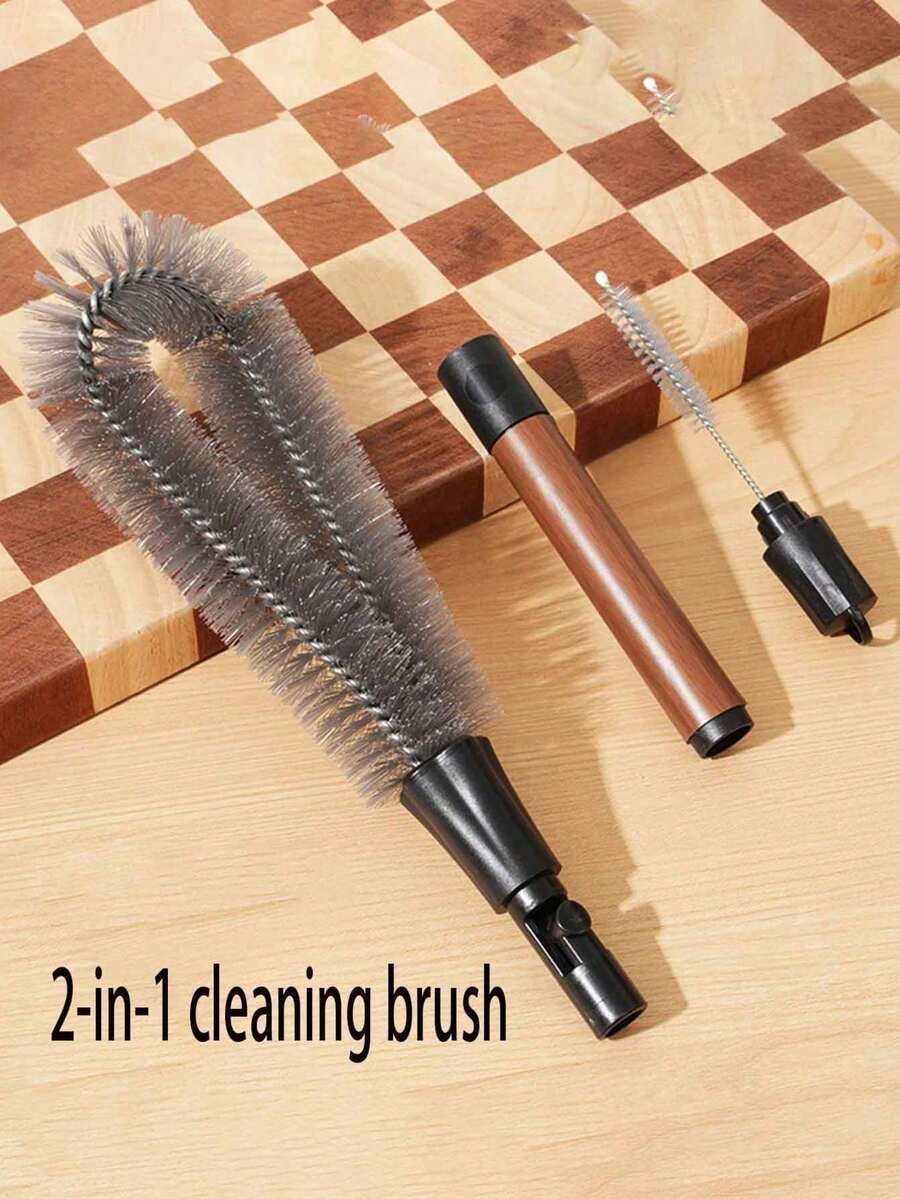 1个/2个装杯子清洁刷，双面长柄杯子/玻璃杯清洁器，彻底去除茶渍 - 咖啡棕 - 查看 1