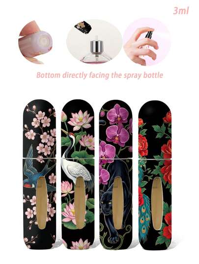 1pc 5ml Flower Illustration Perfume Spray Bottles - Portable High-End Spray Bottle - Alcohol Diversion Bottle - Essential Oil Diversion Bottle - PP Inner Container - Portable Spray Bottle - Travel Diversion Device - Portable And Easy To Carry