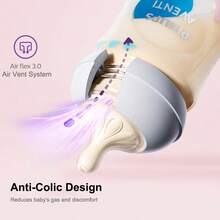 Philips Avent PPSU材质婴儿奶瓶，艺术启蒙色彩系列，适合新生儿至六个月宝宝，容量分别为4.2盎司、8.8盎司和11.2盎司，配备自然响应奶嘴，慢速流速 - 彩色 - 查看 8