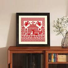 Floral & Geometric Cross Stitch Kit, Printed Cross Stitch Patch, Warm Home Window Flower Pattern, Handmade Embroidery DIY Supplies Include Needles, Threads, Instructions, Living Room Bedroom Decor, 11CT Middle Grid 3-Strand Embroidery - 11CT Medium Grid Three-strand Embroidery - View 8